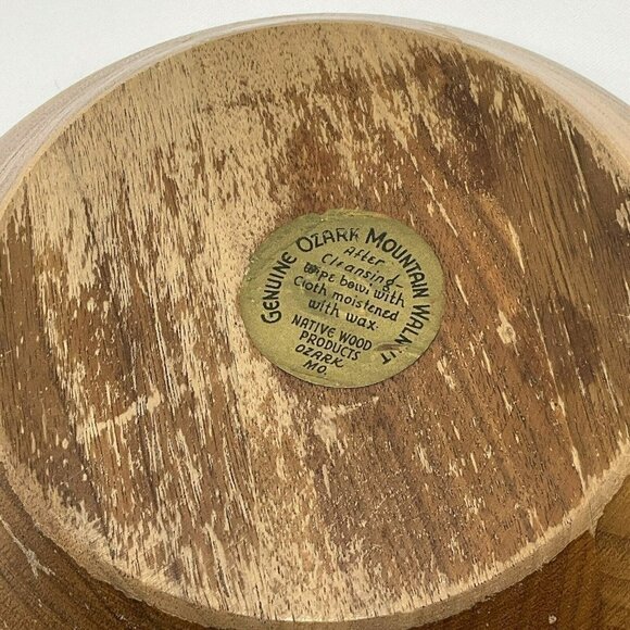 Genuine Ozark Mountain Walnut Native Wood Fruit Salad Bowl 9” Wooden Plate Brown - Picture 6 of 8